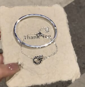 Layered Roman Numeral Bracelet & Bangle Set