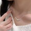 Dainty Silver Bead Smile Necklace