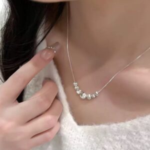 Dainty Silver Bead Smile Necklace