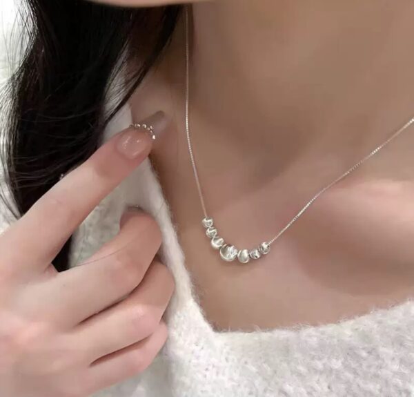 Dainty Silver Bead Smile Necklace