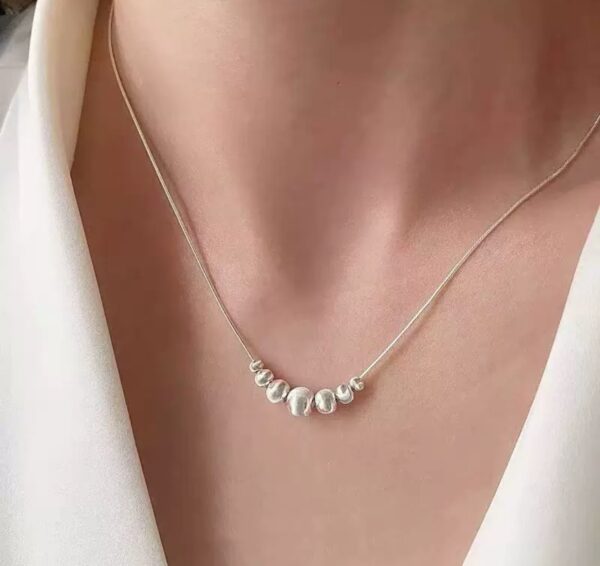 Dainty Silver Bead Smile Necklace