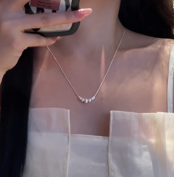 Dainty Silver Bead Smile Necklace