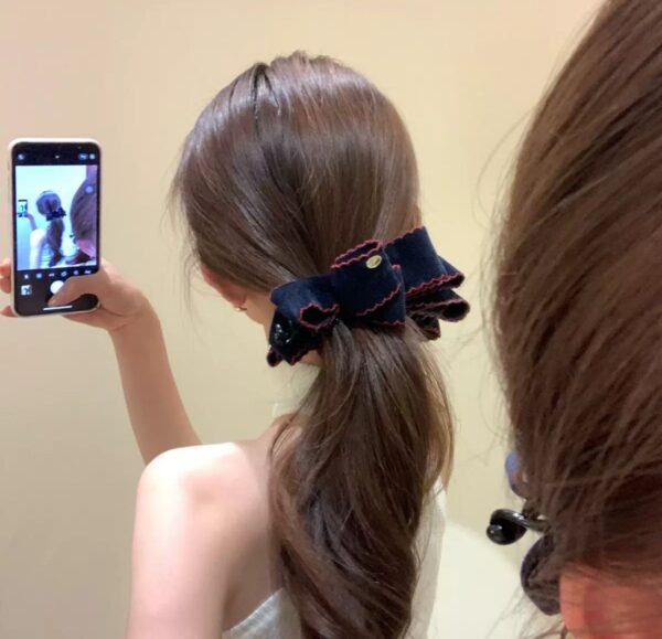 Retro Preppy Corduroy Bow Hair Claw