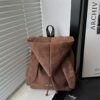 Retro Suede Drawstring Tote Bag, Effortless Lazy Vibe
